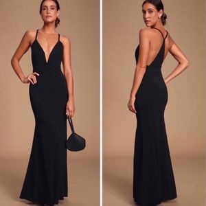NWT! Lulu’s Amelia Racerback Dress Mermaid Plunging V-Neckline Gown Medium Sexy